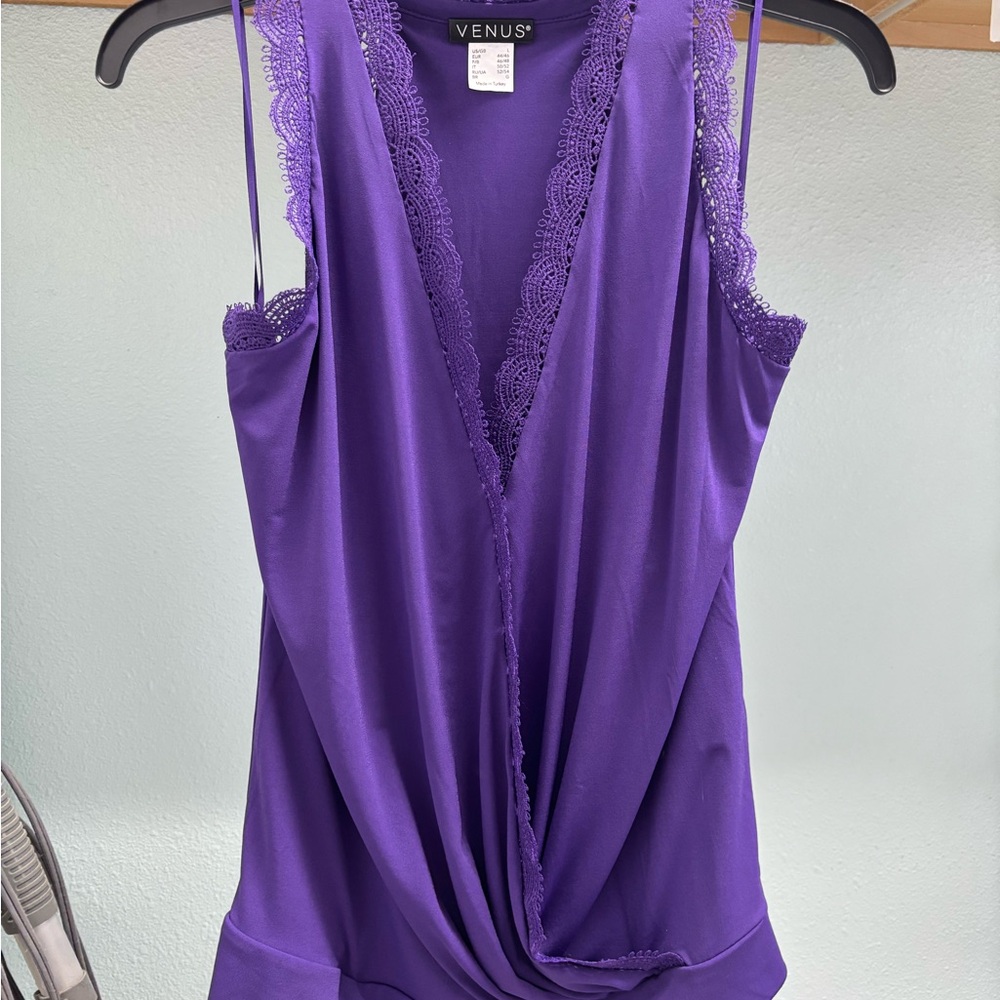 Venus Purple Lace Trim Top